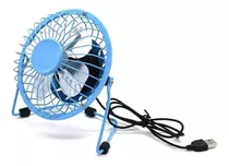 Mini Ventilador Mesa Usb Metal Portátil Silencioso Azul 