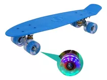 Skate Penny Ruedas Con Luz Led Patineta Azul