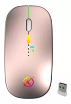 Mouse Inalámbrico Recargable Luces Led Gamer Pc/laptop Fino Xinua Color Rosa