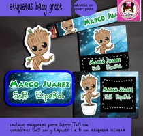 Etiqueta Escolar Baby Groot Kit Imprimible