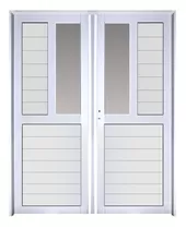 Puerta Doble Aluminio 160x200 M519 Vidrio Vertical Abershop