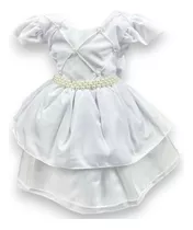 Vestido De Bebe Natal Pérola Ano Novo Infantil Luxo Rodado