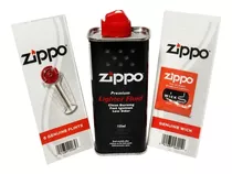 Kit Para Isqueiro Zippo - Fluido 125ml, Pedra 6un E Pavio