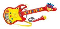 Guitarrinha Infantil Brinquedo Musical Com Microfone Som Luz