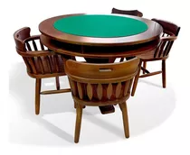 Mesa De Poker Truco Juegos + 4 Sillas Madera Maciza Js Ltda