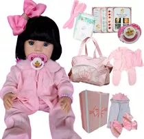 Boneca Bebê Reborne Menina Grande Loira 22 Acessórios