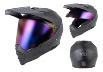 Casco Para Moto Kov Kx1 Negro Carbón Mate Doble Proposito Tamaño Del Casco M