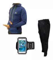 Campera Deportiva Lycra Hombre + Pantalón Chupín + Brazalete