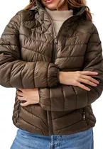 Campera Mujer Inflada Larga Desmontable Invierno Abrigada 