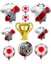 Set Globos Fútbol River Con Trofeo Camiseta Y Pelotas