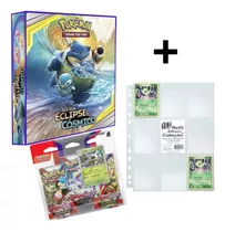 Kit Pasta Pokémon + 10 Folhas 9 Bolsos Yes + 1 Triplo Cards