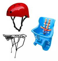 Silla Para Bebe + Parrilla Bicicleta + Casco Rojo / Force