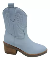 Bota Texana Corta Cuero Vacuno Moda Dama Zapato Goma 2222