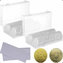 100 Capsulas 40mm Monedas Limpio Caja Plástica