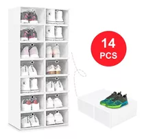 14 Piezas Cajas Organizadoras Apilables Para Zapatos Blanco