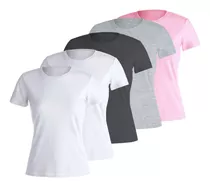 Pack X 5 Remera Basica Mujer Manga Corta Lisa 100% Algodon