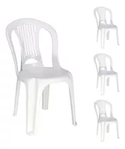 Kit Conjunto 4 Cadeiras Plástico Sem Braço Reforçada 154 Kg