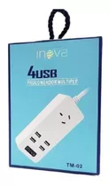 Zapatilla Prolongador Multiple Hub 4 Puertos Usb Inova 220v