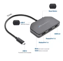 Cable Matters 4k Triple Monitor Usb-c Hub 2x Dp / 1 Hdmi