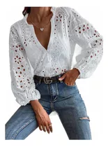 Camisa Blusa Mujer Encaje Bordado Broderie Importada Boho