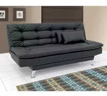 Sofá Cama Clic Clac Negro Semidoble 3 Posicion + 2 Almohadas