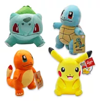 Boneco  Kit 4 Pokémon Pikachu Charmander Squirtle Bulbasaur