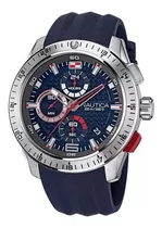 Reloj Hombre Nautica Napnsf108 Cuarzo Pulso Azul En Silicona Color Del Bisel Plateado Color Del Fondo Azul Petróleo