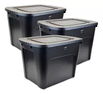 Set X3 Baul Caja Organizadora Plástico 80 Lts Reforzada 