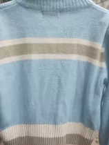 Sweater Juvenil Usado Dama Marca Peuque Celeste Y Blanco 