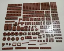 Lego Original Lote C/ 105 Peças Na Cor Marrom - Lego 