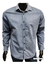 Camisa Gola Azul Con Diseño Talle M