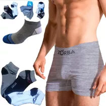 Combo De 9 Boxer Zorba Hombres Algodon + 9 Pares De Medias