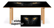 Vinilo Para Mesa Gato Negro Ojos Pantera Black Cat Michi