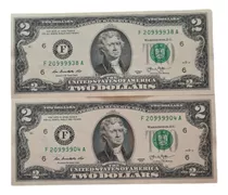 Billetes Mundiales Dos Dolares Usa Estados Unidos 2 Billetes