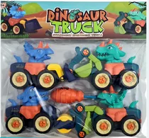 Kit 4 Caminhões Dinossauro De Construção+1 Chave De Fenda 