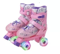 Patins Quad Infantil Rosa Regulável Rodinhas Led Menor Preço