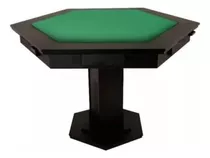 Mesa De Poker Carteado Com 2 Gavetas Em Mdf Preta Sextavada