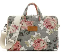 Bolso Maletín Para Laptop 15 Pulgadas Diseño Gris Con Rosas