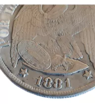 Moneda  Peso Aguila 1881 Chile De Plata