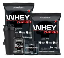 Combo 2x Whey Concentrado + Bcaa + Creatina Black Skull Sabor Chocolate/baunilha