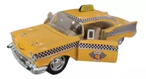 Carrinho De Ferro Antigo Taxi Amarelo Miniatura Coleção 