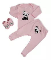 Conjunto Body Bebê Calça Mijão Divertido + Sapatinho 3 Peças