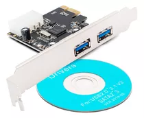 Placa Pci-e Express 2 Porta Usb 3.0 Transferência Dados 5gbp