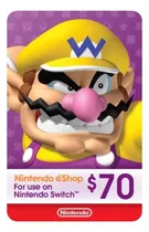 Tarjetas Nintendo Eshop $70