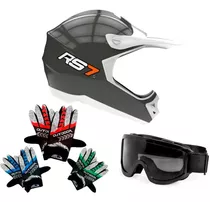 Casco Cross Hawk Rs7 + Antiparras + Guantes - C