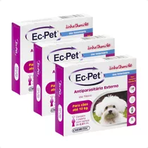 3 Ec Pet 0,67ml Chemitec Antipulgas Carrapatos Cães Até 10kg