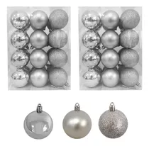 Adorno Navidad 48pz Decoracion Esferas Navideñas 3cm Color Plata Liso