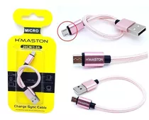 Cabo Micro Usb Alta Velocidade D Dados 3.0 Nylon 20 Cm Rose