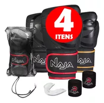 Luva De Boxe Kit Muay Thai Naja + Bandagem + Bucal + Bolsa