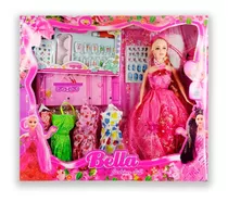 Boneca Bella Com Kit De Unhas Cilios Vestidos E Acessorios